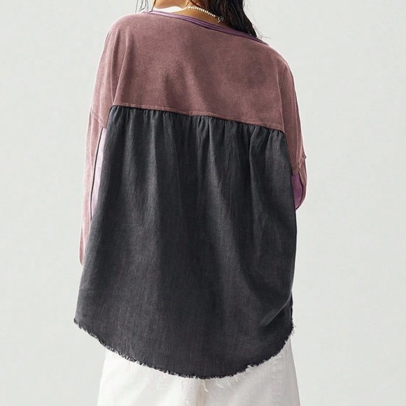 Star patch Frayed Loose Fit Long Sleeve Top - Picture 5 of 7